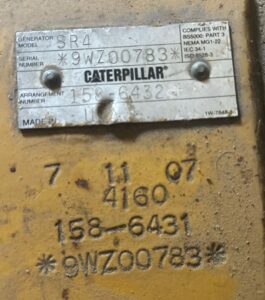 U3-059 · Generator serial and arrangement tag