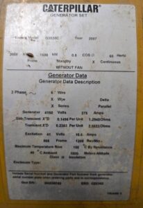 U4-010 · Generator set electrical data plate