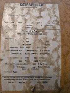 U2-095 · Generator data plate, alternate photograph
