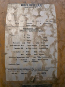 U2-089 · Earlier generator data-plate photograph