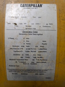 U4-016 · Generator set electrical data plate