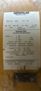 U2-086 · Generator set electrical data plate